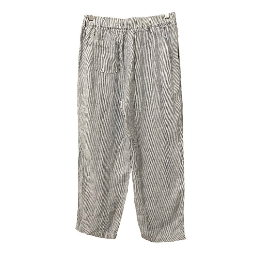 Quince 100% European Linen Pants Medium Blue Pinstripe Pull On Sustainable - Picture 6 of 14